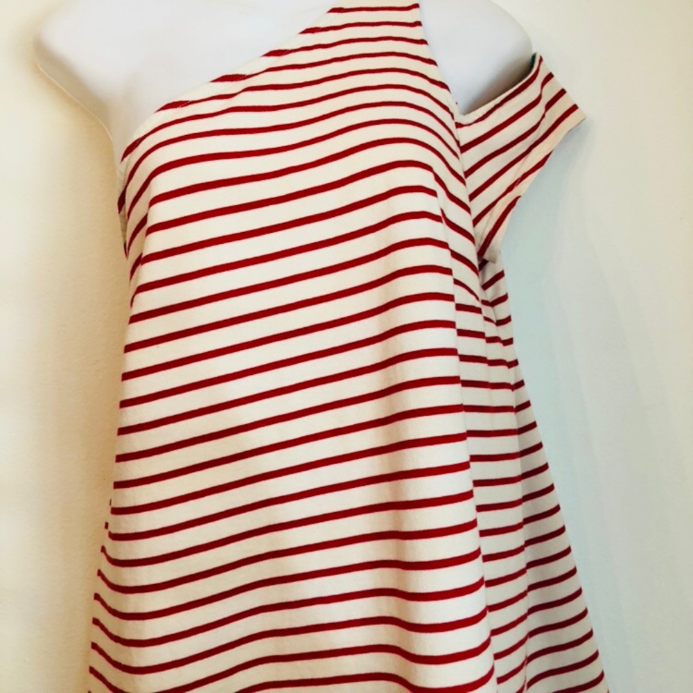 Maeve | Marketa . red stripped one shoulder dress - Picture 5 of 8